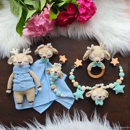 Baby-Set Reh beige-mint-blau