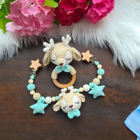 Baby-Set Reh beige-mint-blau