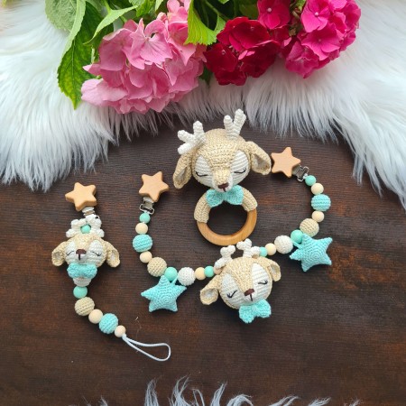 Baby-Set Reh beige-mint-blau