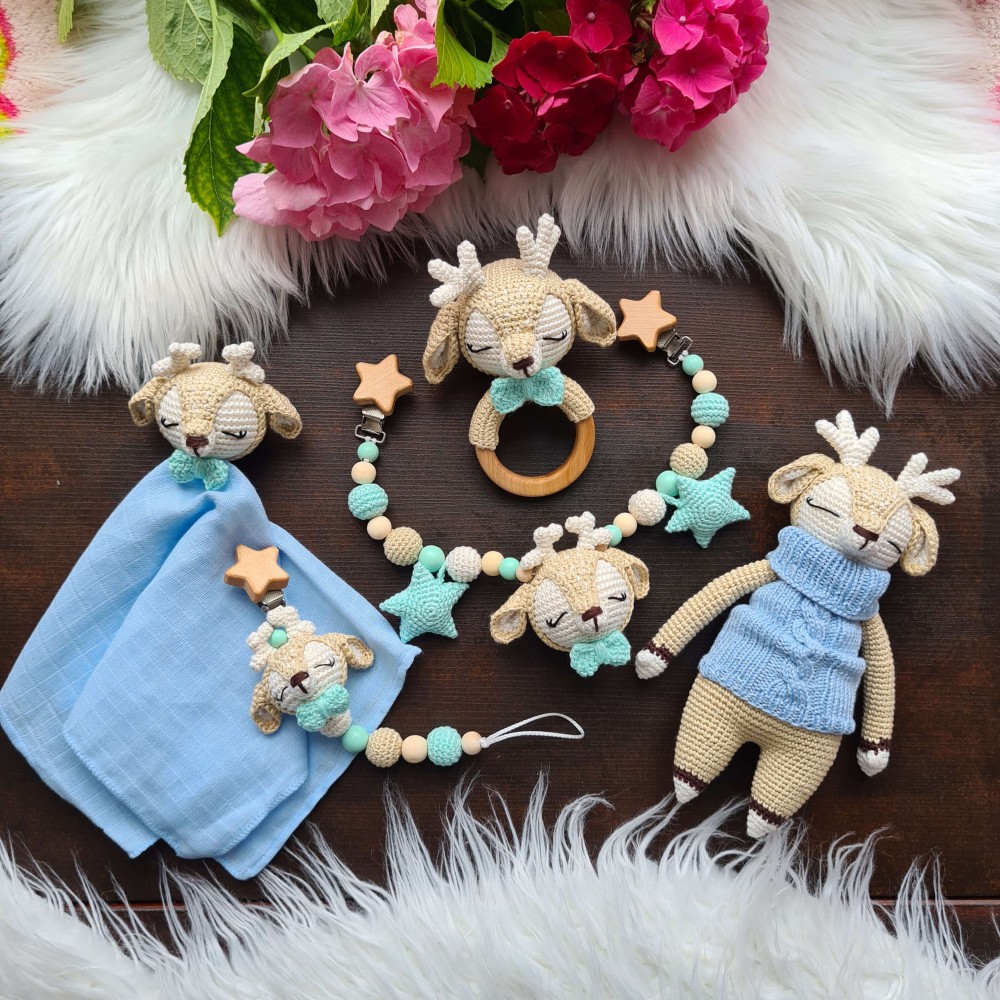 Baby-Set Reh beige-mint-blau