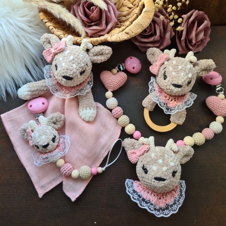 Baby-Set Reh Plüsch beige