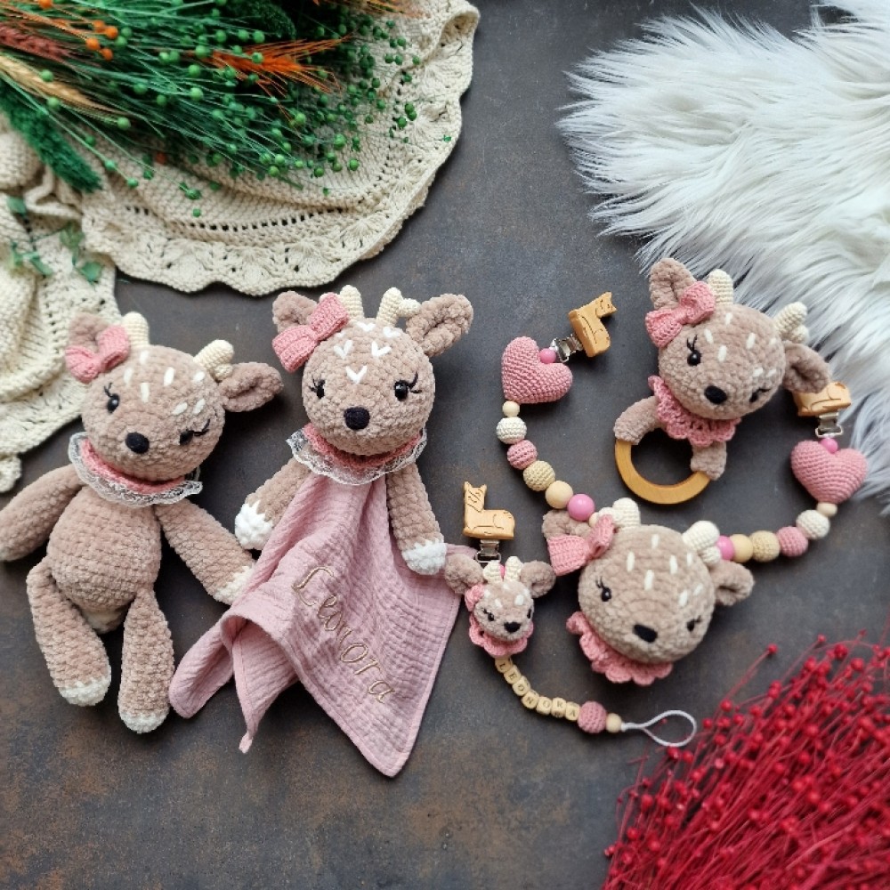 Baby-Set Reh Plüsch beige