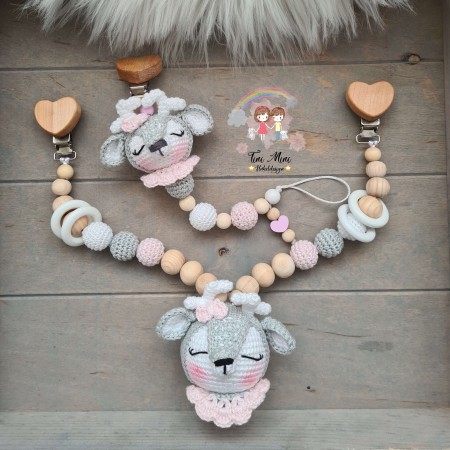 Baby-Set Reh Mathilda grau rosa