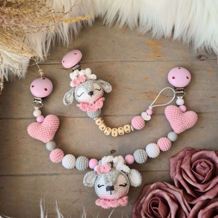 Baby-Set Reh Mathilda grau rosa