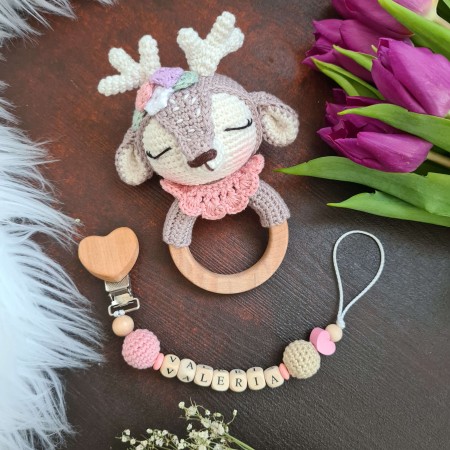 Baby-Set Reh Mathilda grau rosa