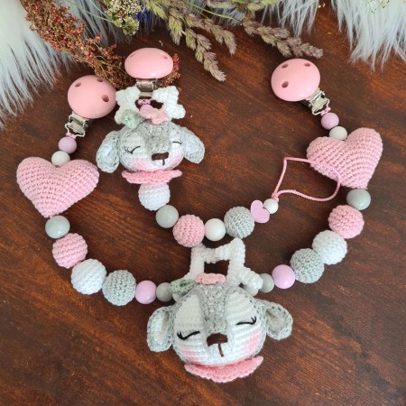 Baby-Set Reh Mathilda grau rosa