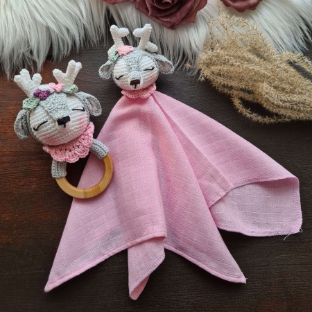 Baby-Set Reh Mathilda grau rosa