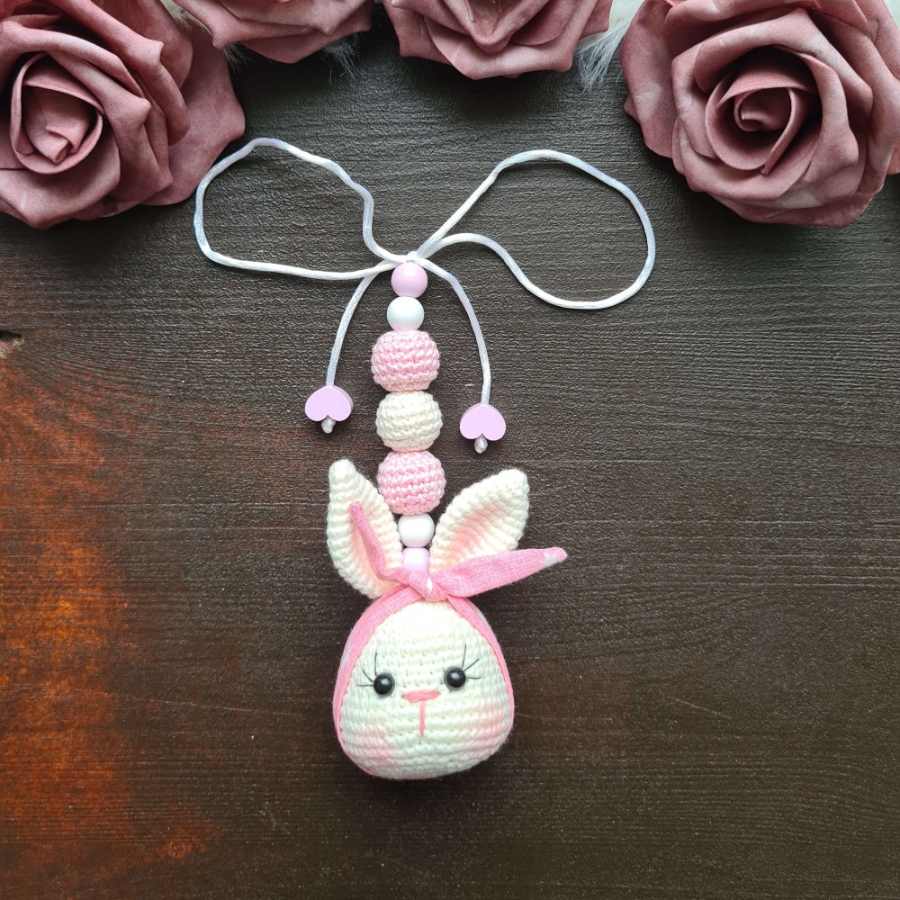 Babyschalen-Anhänger Häschen mit Haarband