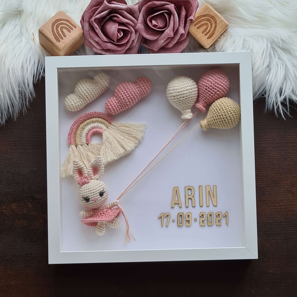 Bilderrahmen  Häschen mit Regenbogen