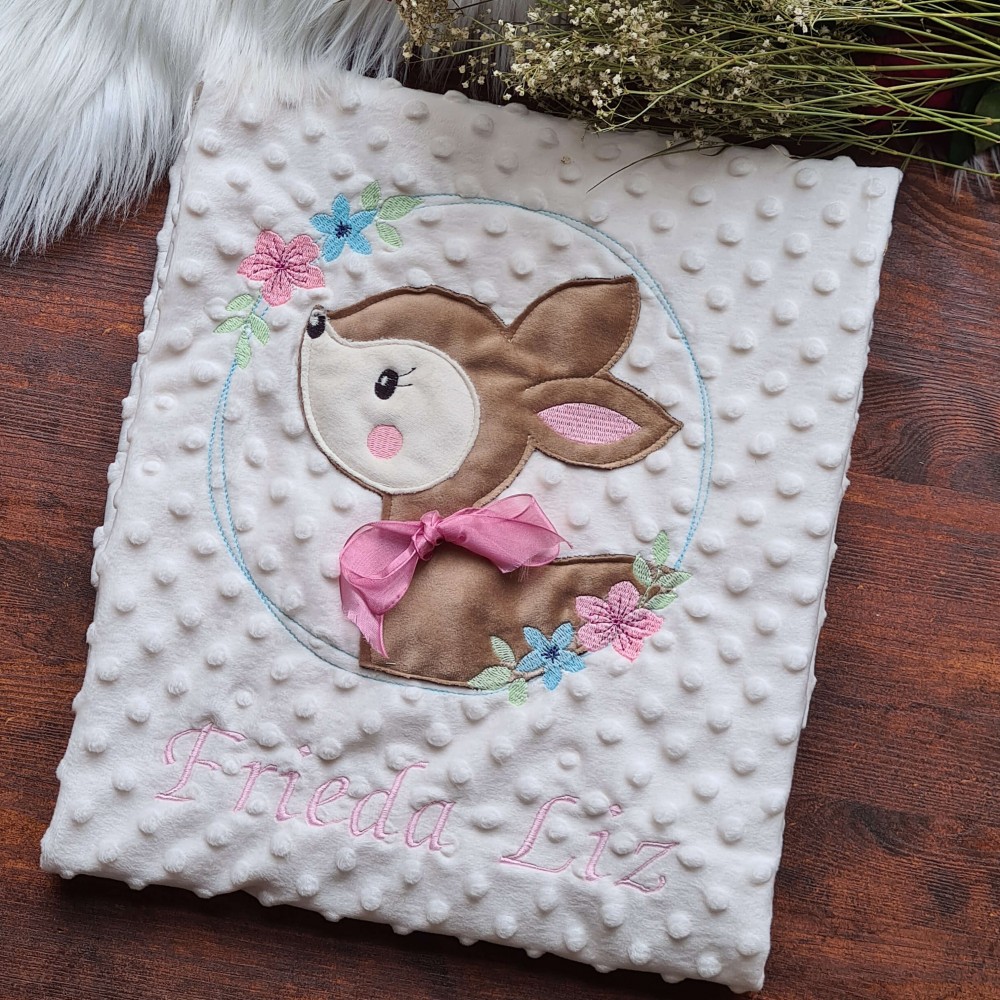 Decke Minky Dots - Reh Kopf