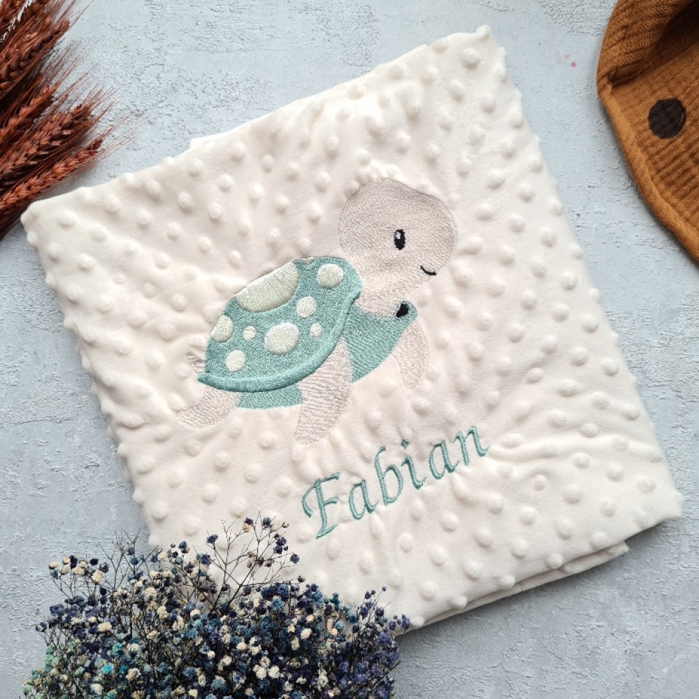 Decke Minky Dots - Schildkröte 