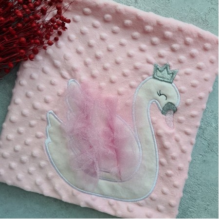 Decke Minky Dots - Schwan