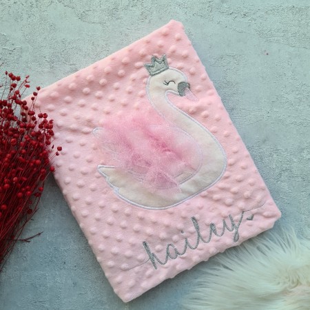 Decke Minky Dots - Schwan