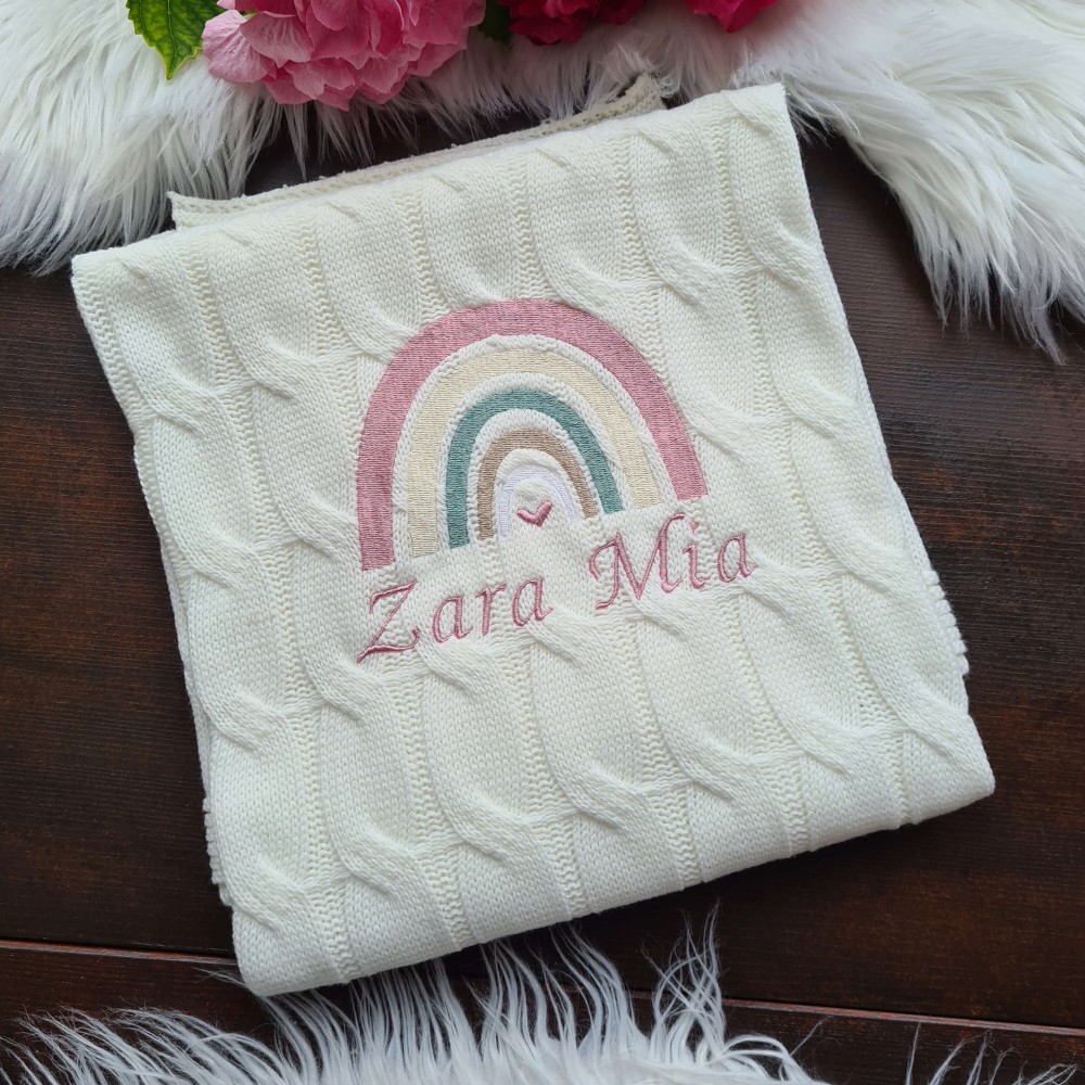 Decke Strick - Regenbogen