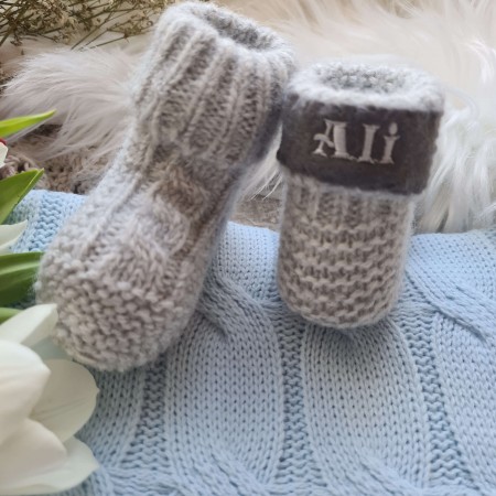 Baby Strick-Schuhe grau