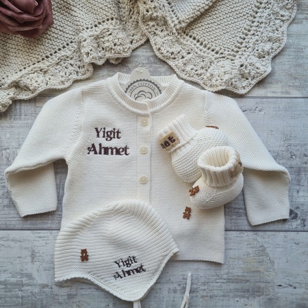 Baby Strickjacken-Set - weiß