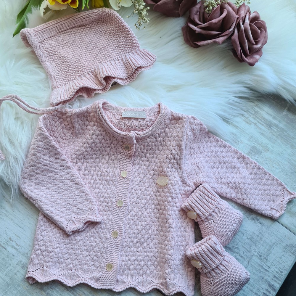 Baby Strickjacken-Set Muster - rosa