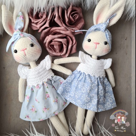 Kuscheltier Hase Stoffkleid - weitere Farben // Spieluhr