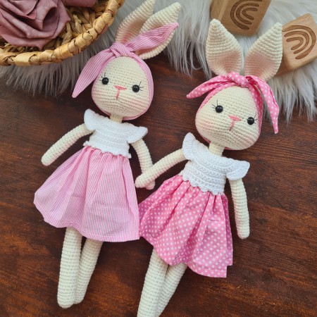 Kuscheltier Hase Stoffkleid - weitere Farben // Spieluhr