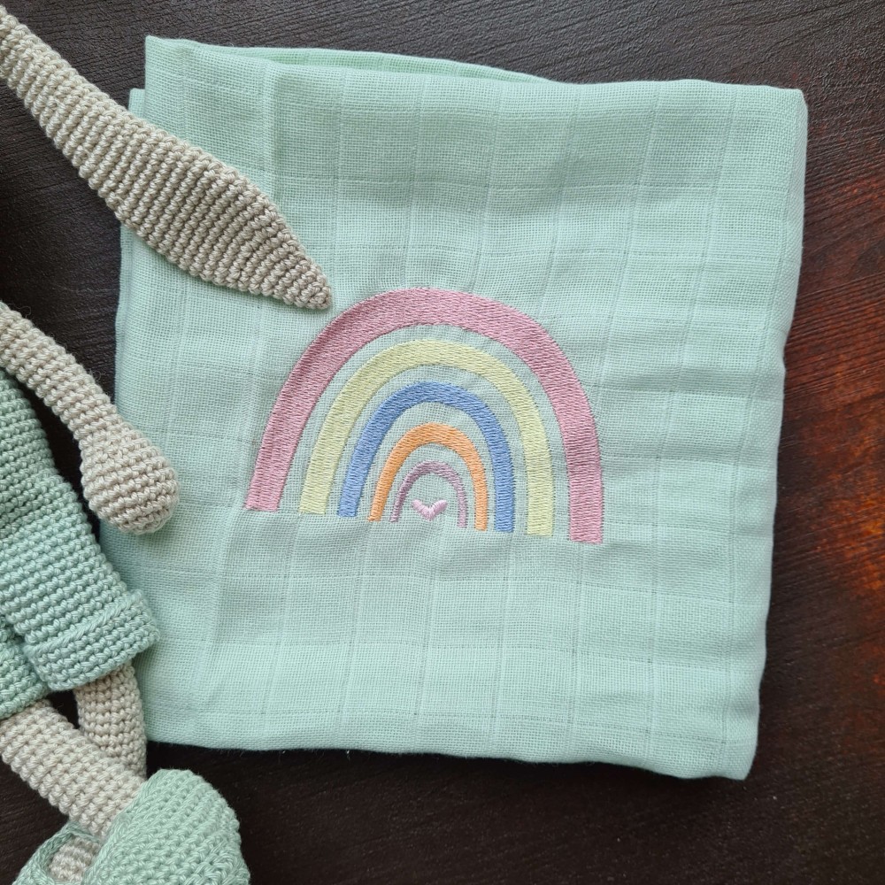 Musselin-Decke Rainbow Mint