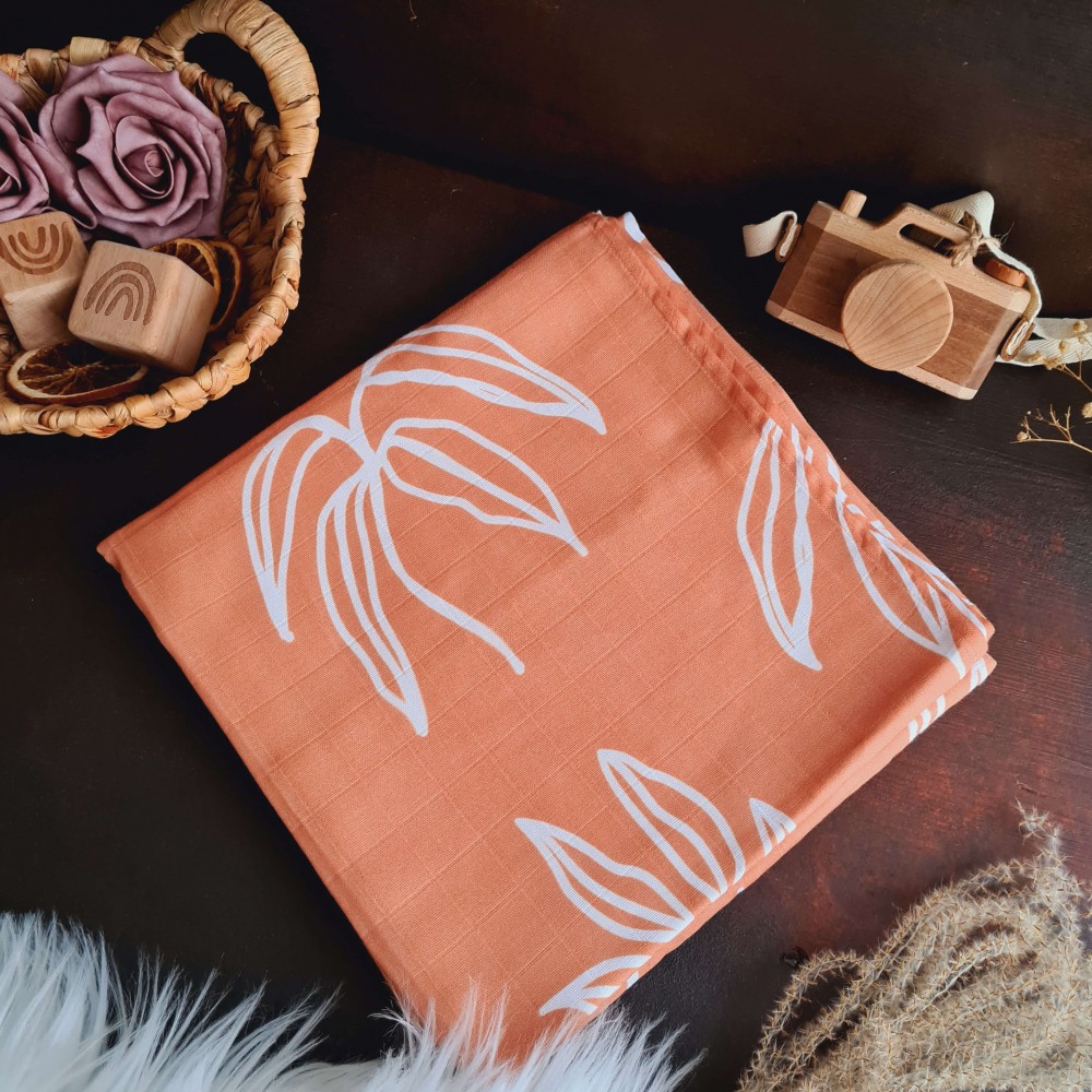 Musselin-Decke White Leaves