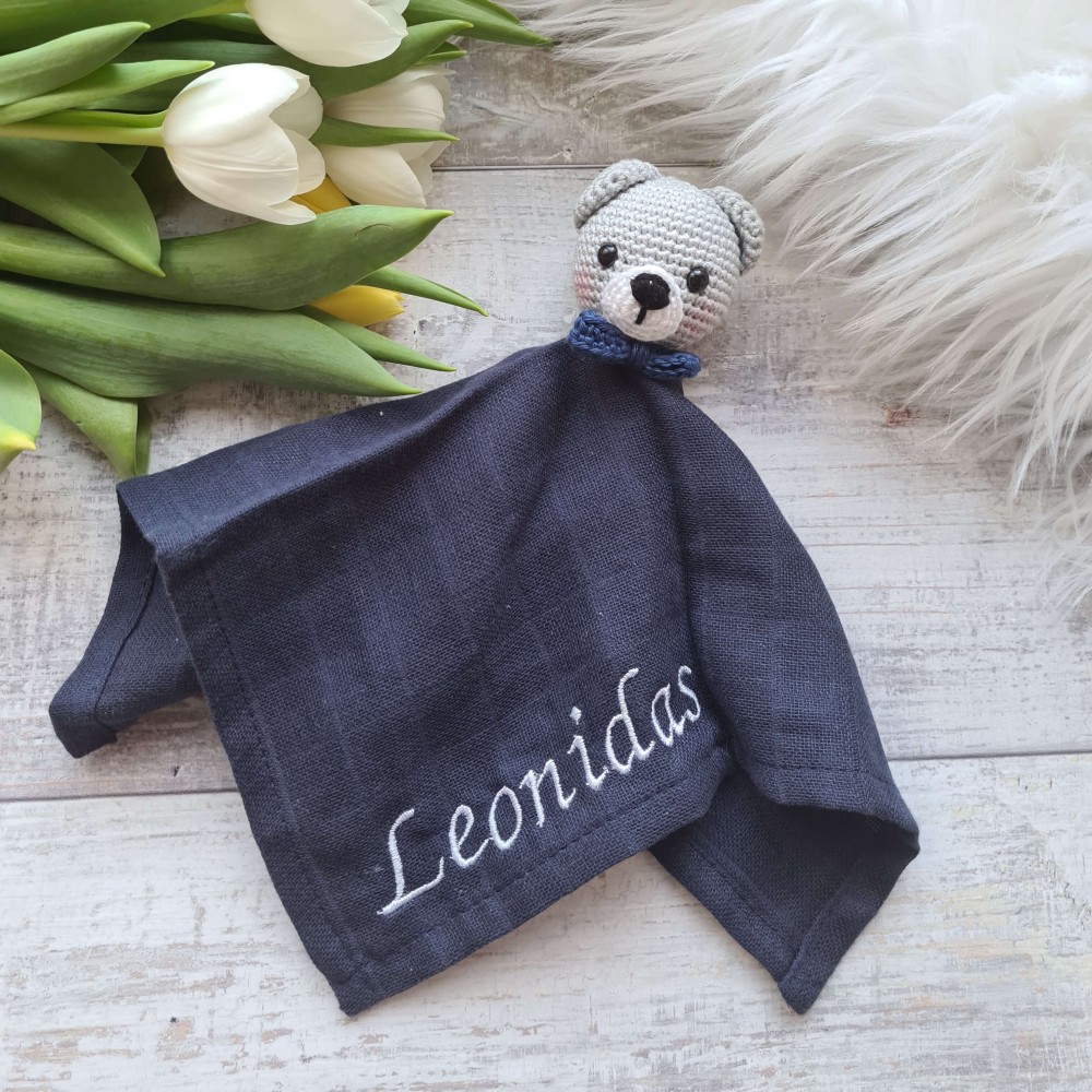 Schnuffeltuch Bär - dunkelblau