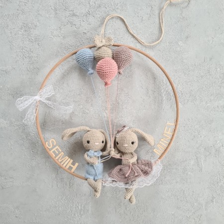 Tür Anhänger / Traumfänger  2 Hasen