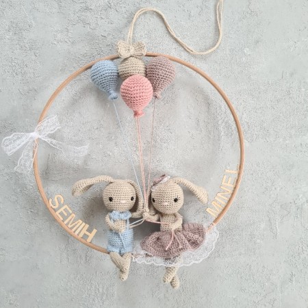 Tür Anhänger / Traumfänger  2 Hasen