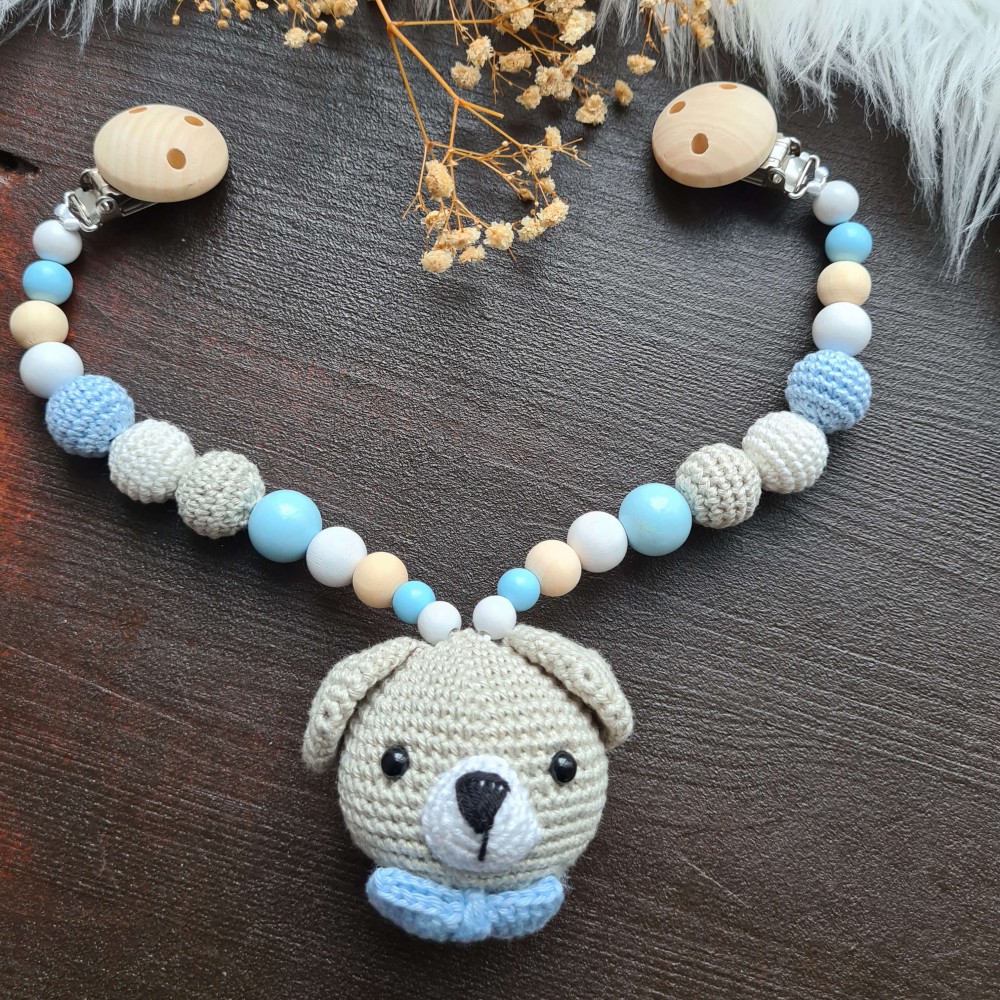 Wagenkette Bär mit Häkelperlen - verschiedene Farben